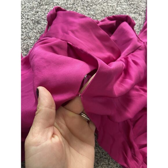 Banana Republic Factory Cropped Wrap Blouse Size 6 Dragon Fruit Pink LongSleeve - Picture 10 of 11